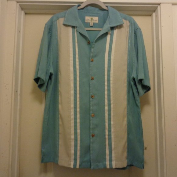 WHITE LOTUS STYLED ISLAND SHORES TROPICAL RETRO BOWLING STYLE SHIRT M
